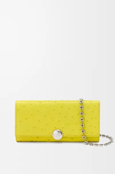Loewe Pebble Wallet On Chain In Ostrich For Woman In Lemon