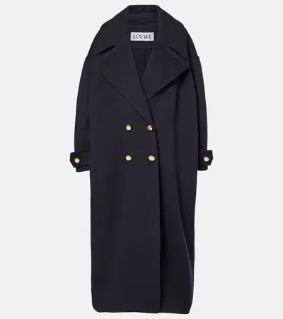 Loewe Pebble Wool Coat In Blue