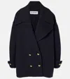 Loewe Pebble Double-breasted Wool Peacoat In Blue
