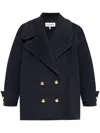 Shop Loewe Pebble Wool Peacoat In Blue