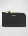 Loewe Pebble Zip Leather Card Holder In Black