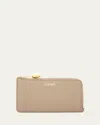 Loewe Pebble Zip Leather Card Holder In Sand