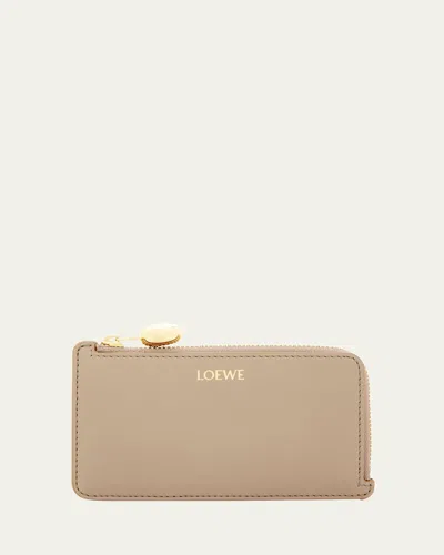 Loewe Pebble Zip Leather Card Holder In Sand