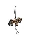 Loewe + Paula's Ibiza Zebra Leather-trimmed Raffia Charm In Beige
