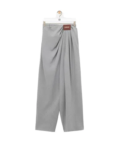 Loewe Pendant Wool Casual Pants In Gray