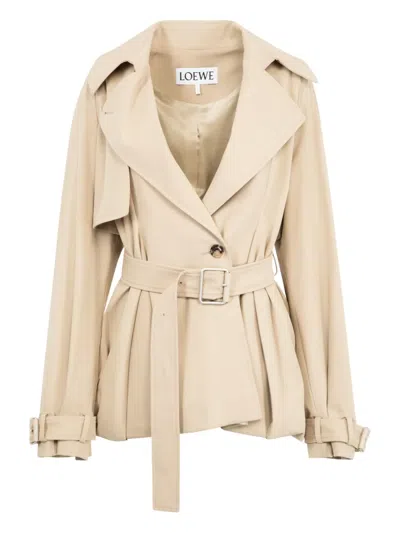 Loewe Peplum Belted Jacket In Neutral