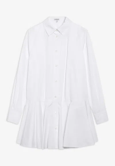 Loewe Peplum Mini Buttoned Dress In White
