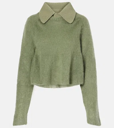 LOEWE PEPLUM MOHAIR-BLEND POLO SWEATER