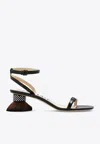 Loewe Petal Brush Crystal-embellished Leather Sandals In Black