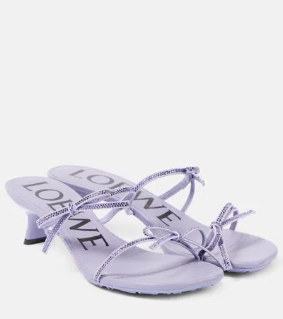 Loewe Petal 45 Bow-detail Leather Sandals In Lilac