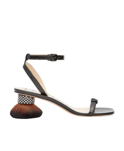 LOEWE PETAL BRUSH HEEL SANDAL IN LAMBSKIN