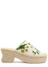 Loewe Petal 80 Espadrille Embroidered Canvas Slides In White