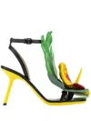 Loewe Petal Monstera Leather Sandals In Black