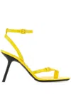 Loewe Open Toe Leather Petal Sandals With Stiletto Heel In Yellow