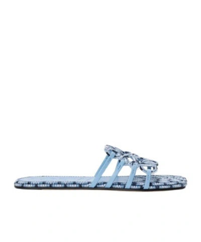 Loewe Petal Anagram Embroidered Sandals In Blue