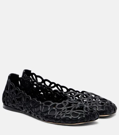 Loewe Petal Anagram Lamb Leather Ballet Flats In Black