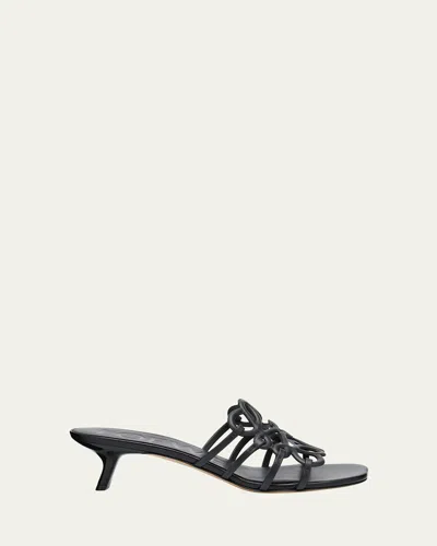 Loewe Petal Anagram Leather Caged Mule Sandals In Gray