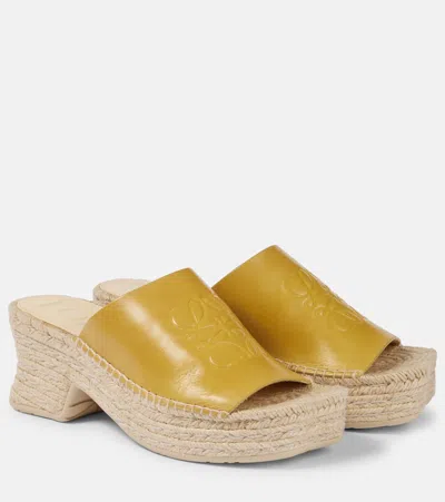 Loewe Petal Anagram Leather Espadrille Wedges