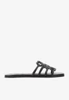 Loewe Petal Anagram Slide In Soft Calfskin In Black