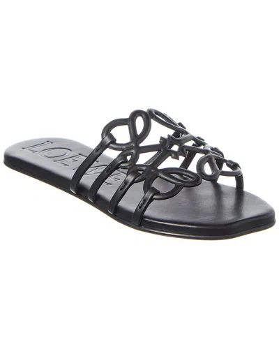 Loewe Petal Anagram Leather Sandal In Black