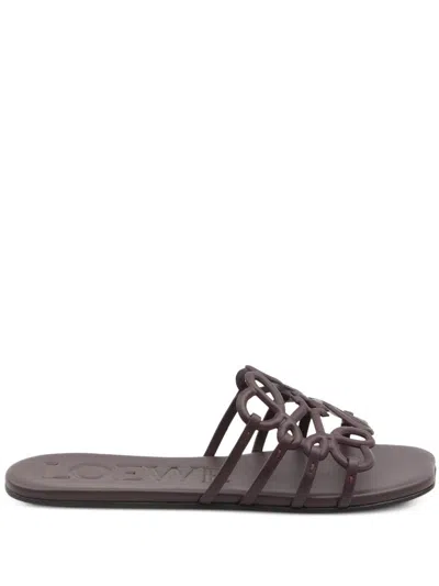 Loewe Leather Petal Anagram Sandals In Brown