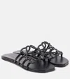 Loewe Petal Anagram Slide In Soft Calfskin In Black