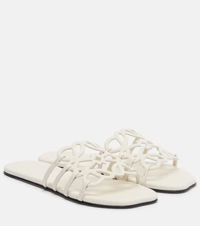Loewe Petal Anagram Leather Slides In White