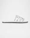 Loewe Petal Anagram Metallic Leather Slide Sandals In Silver