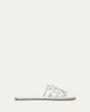 Loewe Petal Anagram Metallic Leather Slide Sandals In Metallic
