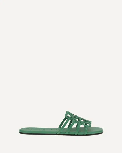 Loewe Petal Anagram Leather Flat Sandals In Green
