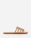 Loewe Petal Anagram Leather Sandal In Beige