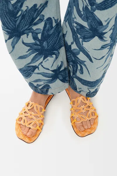 Loewe Petal Anagram Slide In Embroidered Canvas Size: 41 For Woman In Gray