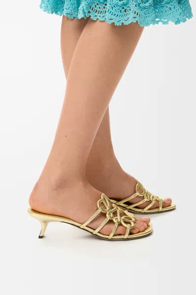 Loewe Petal Anagram Slide In Laminated Lambskin Size:38 For Woman In Gold