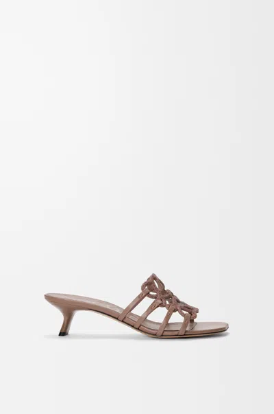 Loewe Petal Anagram Slide In Rhinestone-embellished Suede In Brown