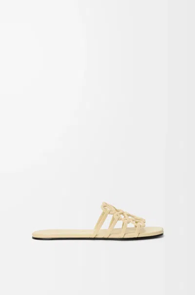 Loewe Petal Anagram Slide In Rhinestone-embellished Suede In Neutral