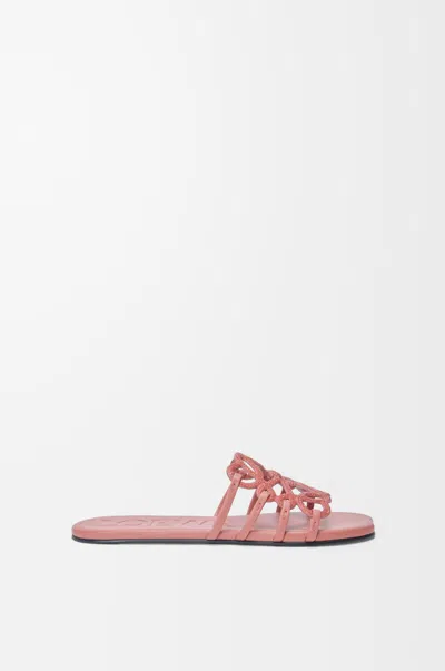 Loewe Petal Anagram Slide In Rhinestone-embellished Suede In Pink