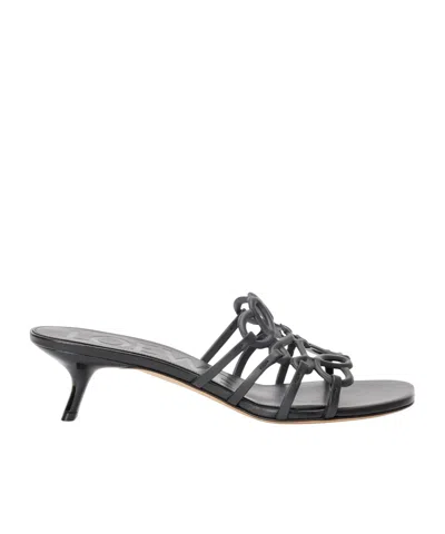 Loewe Petal Anagram Slide In Soft Calfskin In Black