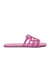 Loewe Petal Anagram Slide In Soft Calfskin In Purple-red