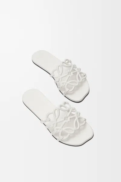 Loewe Petal Anagram Metallic Leather Slide Sandals In Silver