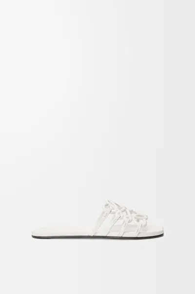 Loewe Petal Anagram Metallic Leather Slide Sandals In Silver