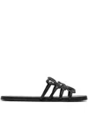Loewe Petal Anagram Slide In Soft Calfskin In Black