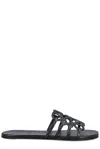 Loewe Petal Anagram Slide In Soft Calfskin In Black