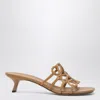 Loewe Petal Anagram Leather Caged Mule Sandals In Beige