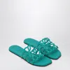 Loewe Petal Anagram Leather Flat Sandals In Green