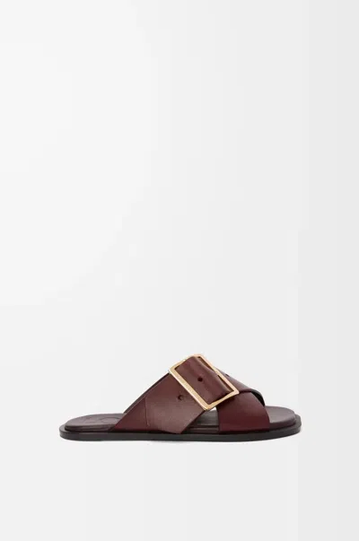 Loewe Plaited Belt Flat Sandal For Women In Animal Print