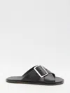 Loewe Sandalo Piatto Petal Belt In Pelle Di Vitello Conciata Al Vegetale In Black
