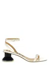 Loewe Petal Brush Leather Sandals In White/black
