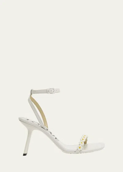 Loewe Petal Daisy Leather Sandals In Almost Optic