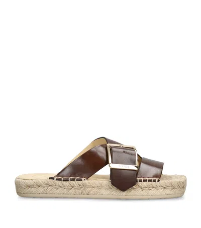 Loewe Petal Espadrille Slides In Brown