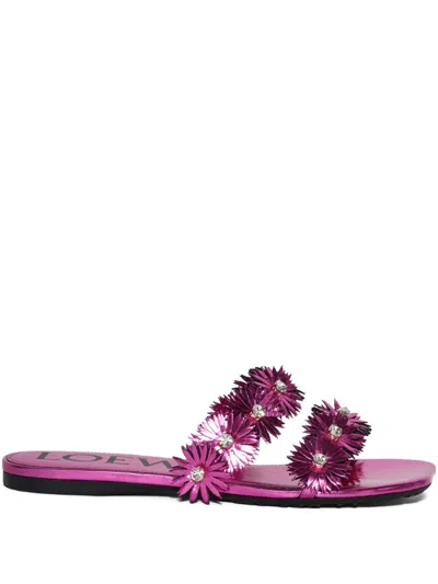 Loewe Petal Flower -rystal Sandals In Pink